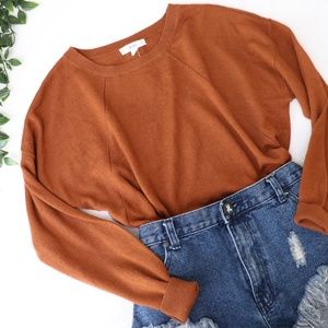 MINE Dark Rust Orange Brown Sweater Top
